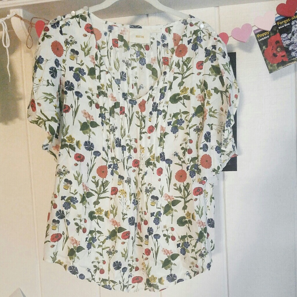 Maeve Floral Pintuck Floaty Sleeve Blouse